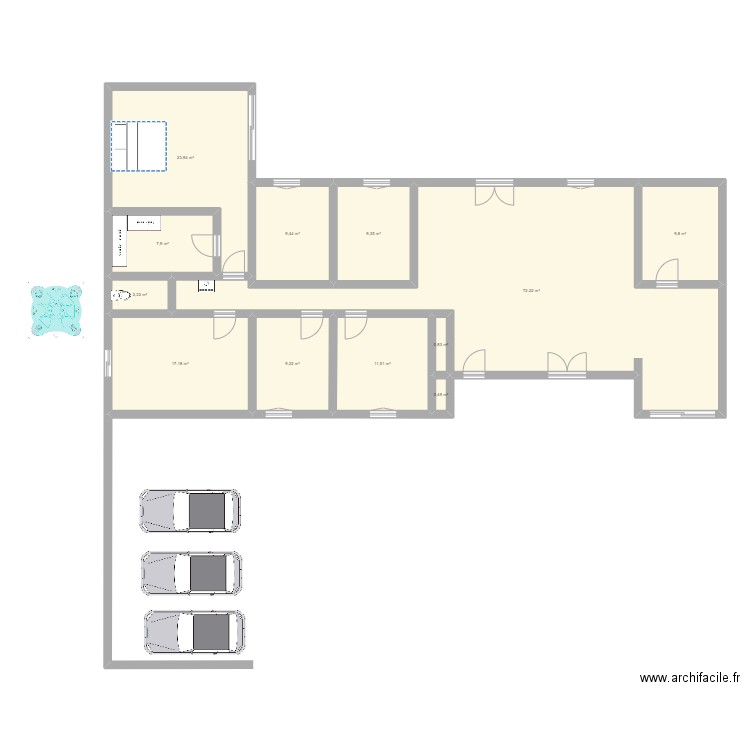 MAISON MODIF  fde. Plan de 12 pièces et 174 m2