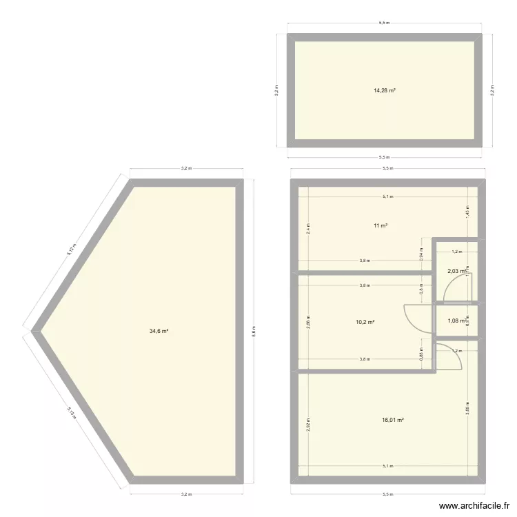 MAISON MODIF fde. Plan de 7 et 89 m² MAISON MODIF fde. Plan de 7 et 89 m²