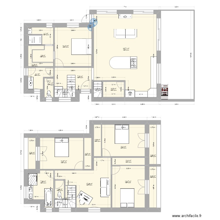 new rdc. Plan de 24 pièces et 174 m2