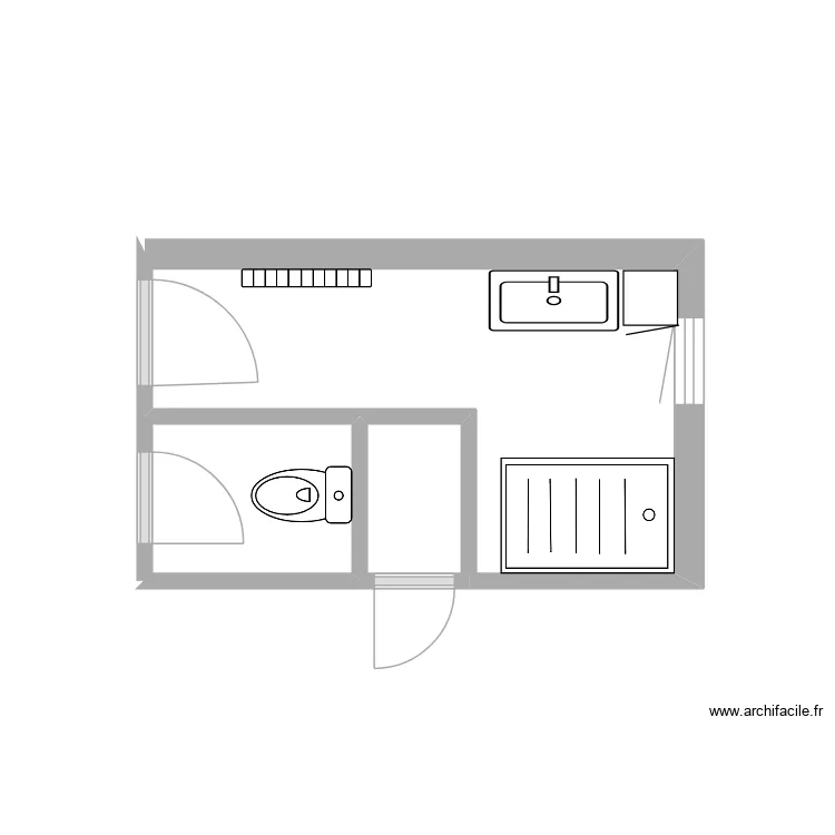 SDB V1 K. Plan de 3 Pièces et 7 m²