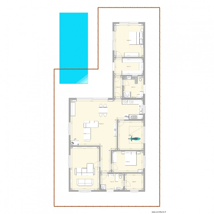 Rdc 17x50 modifié. Plan de 0 pièce et 0 m2