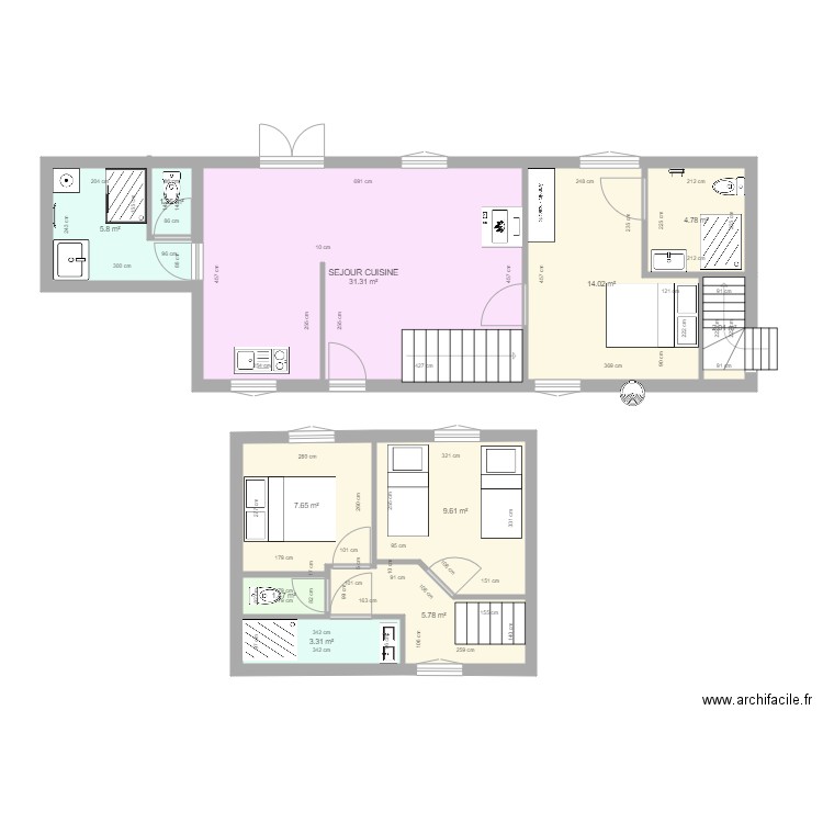 APPART XAVIER APRES travaux. Plan de 0 pièce et 0 m2