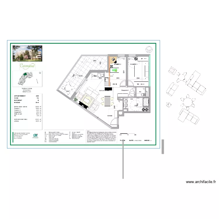 APPARTEMENT CARMINA T3 JANETH V4. Plan de 