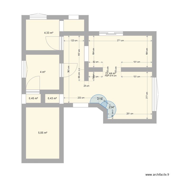 unepart1. Plan de 6 pièces et 37 m2