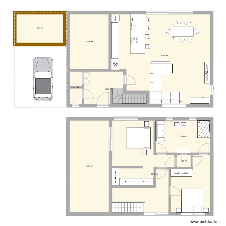 Avister. Plan de 9 pièces et 179 m2