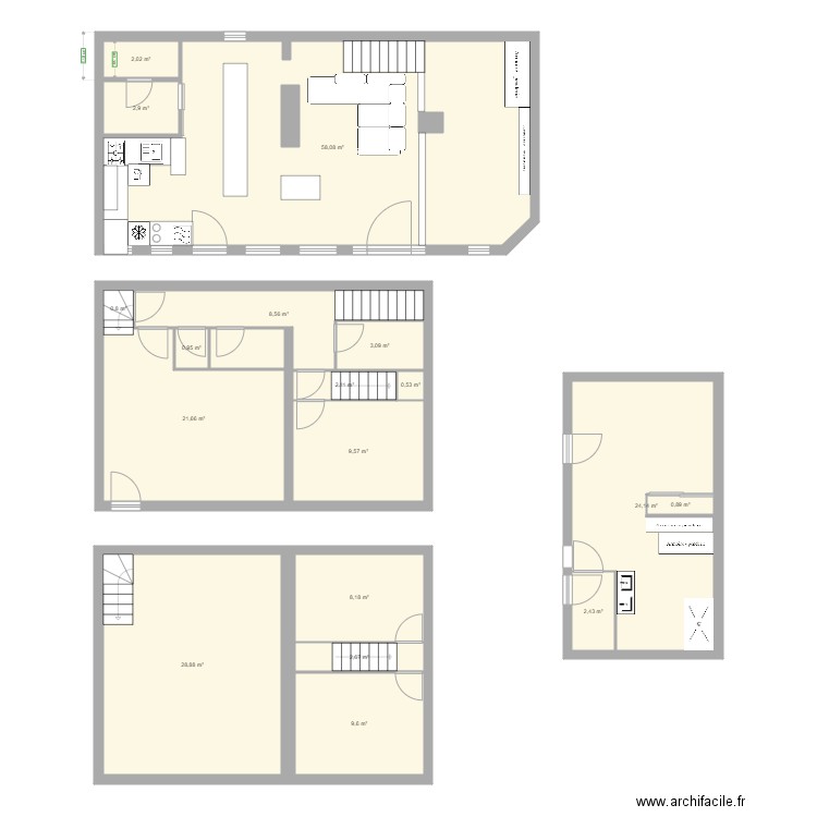 le 15. Plan de 18 pièces et 187 m2