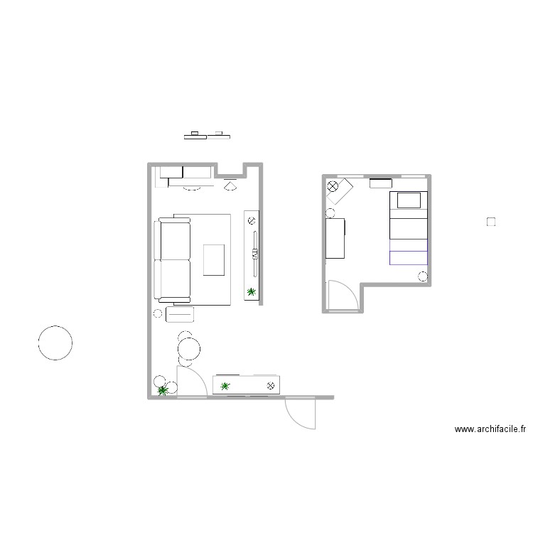 Kevin et Flora. Plan de 1 pièce et 8 m2