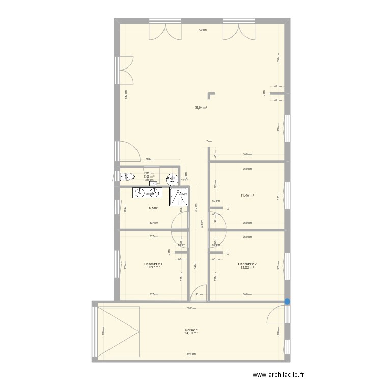 Marseillan V1. Plan de 7 pièces et 127 m2