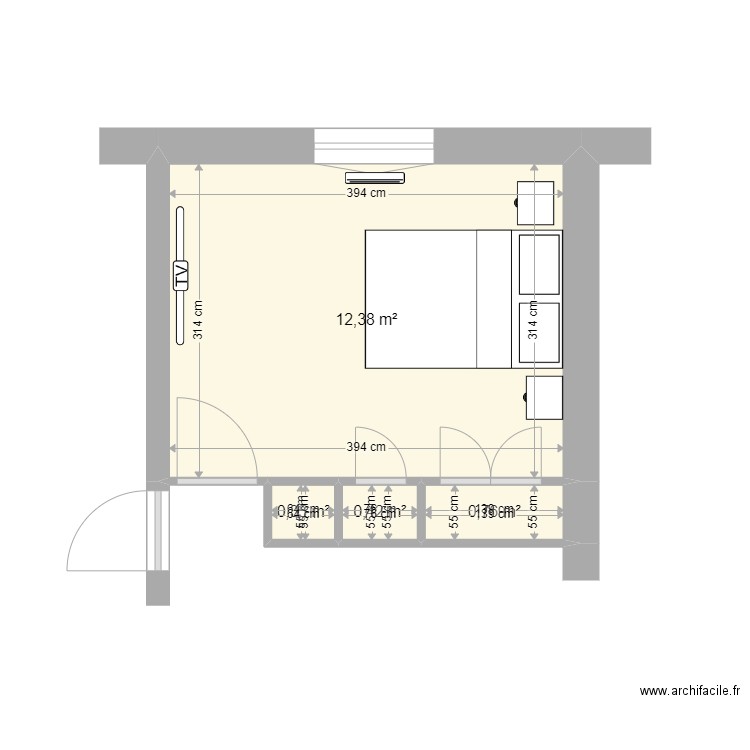 CH1 ELEC. Plan de 4 pièces et 14 m2