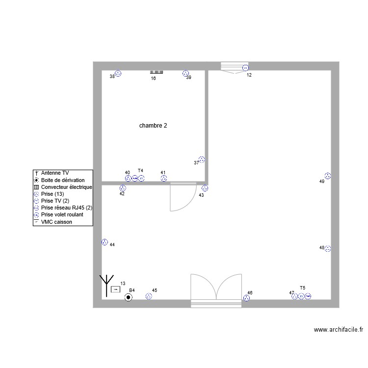 jeremy1Etage prise de courants. Plan de 0 pièce et 0 m2