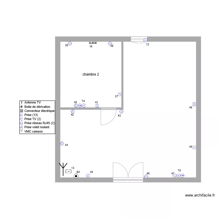 jeremy1Etage prise de courants. Plan de 