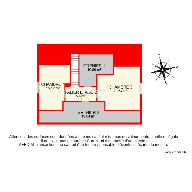 BI 4597 ETAGE 2 MAISON. Plan de 10 pièces et 91 m2