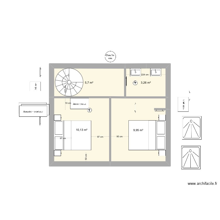 ROT V4. Plan de 5 pièces et 59 m2