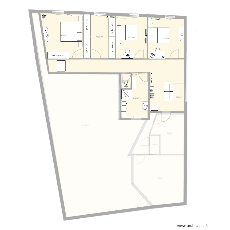 Etage maison 1 menblée. Plan de 0 pièce et 0 m2