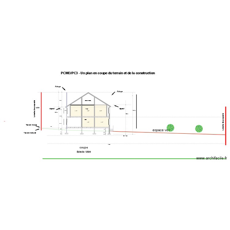 coupe terrain LATERAL. Plan de 0 pièce et 0 m2