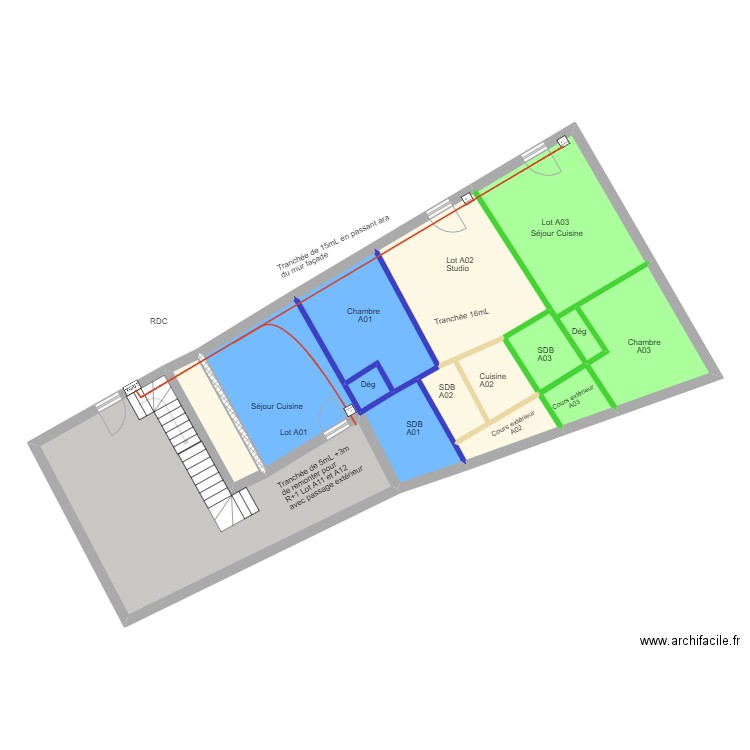 S1-34350-001 Valras-Plage RDC. Plan de 11 pièces et 99 m2