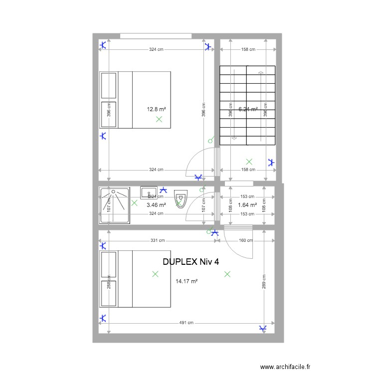 Mtype ROSSINI Duplex 3 niv etage LD. Plan de 0 pièce et 0 m2