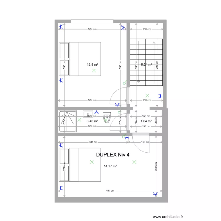 Mtype ROSSINI Duplex 3 niv etage LD. Plan de 