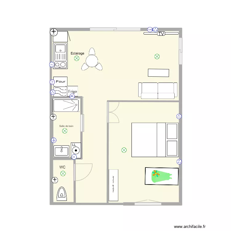Studio 30 m2. Plan de Studio 30 m2. Plan de