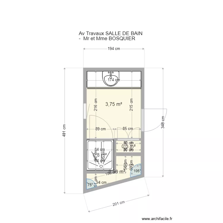 BOSQUIER SALLE D EAU. Plan de 