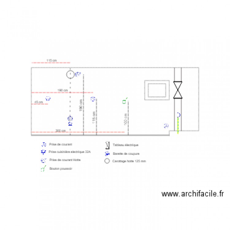 plan électrique RDC mur SUD. Plan de 0 pièce et 0 m2