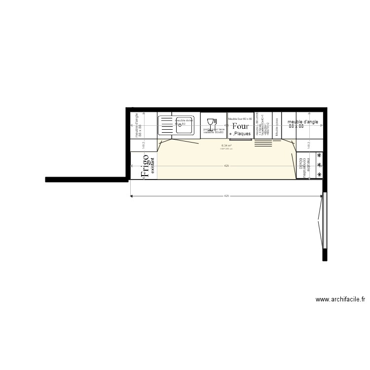 DAVID plan électroménagéres . Plan de 1 pièce et 6 m2