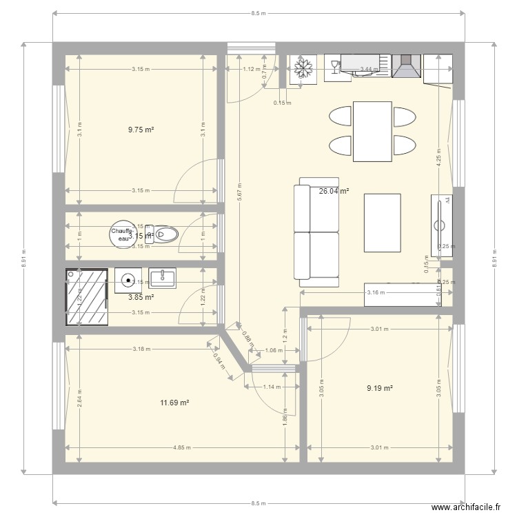 Maison Route de Fretrand 11 02 2022 version 1. Plan de 6 pièces et 64 m2