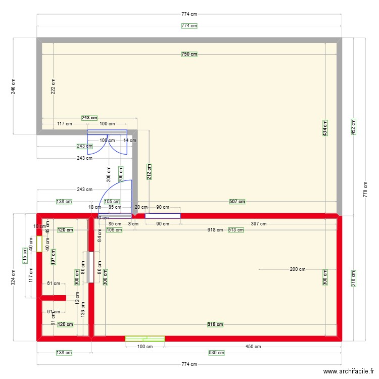 galpon04. Plan de 3 pièces et 49 m2