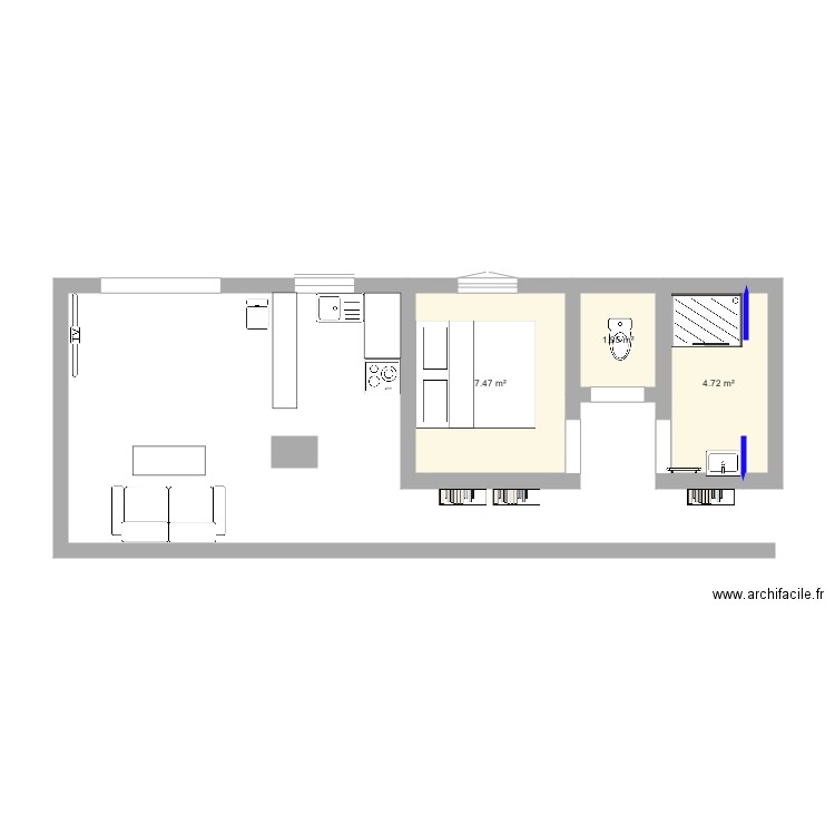 Appartement 48 m. Plan de 0 pièce et 0 m2