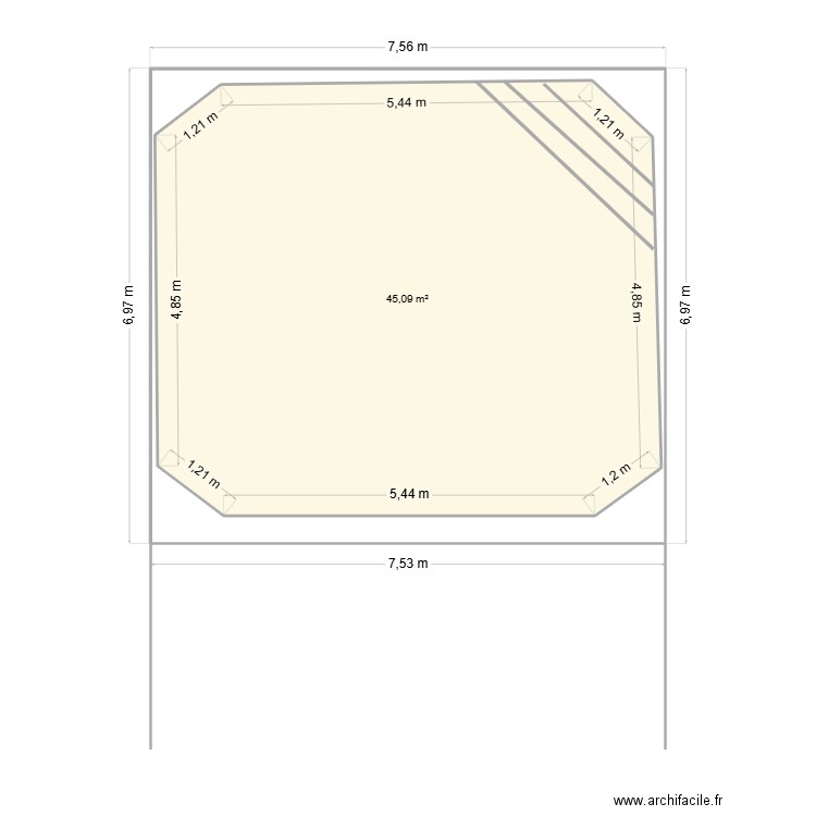 PISCINE. Plan de 1 pièce et 45 m2
