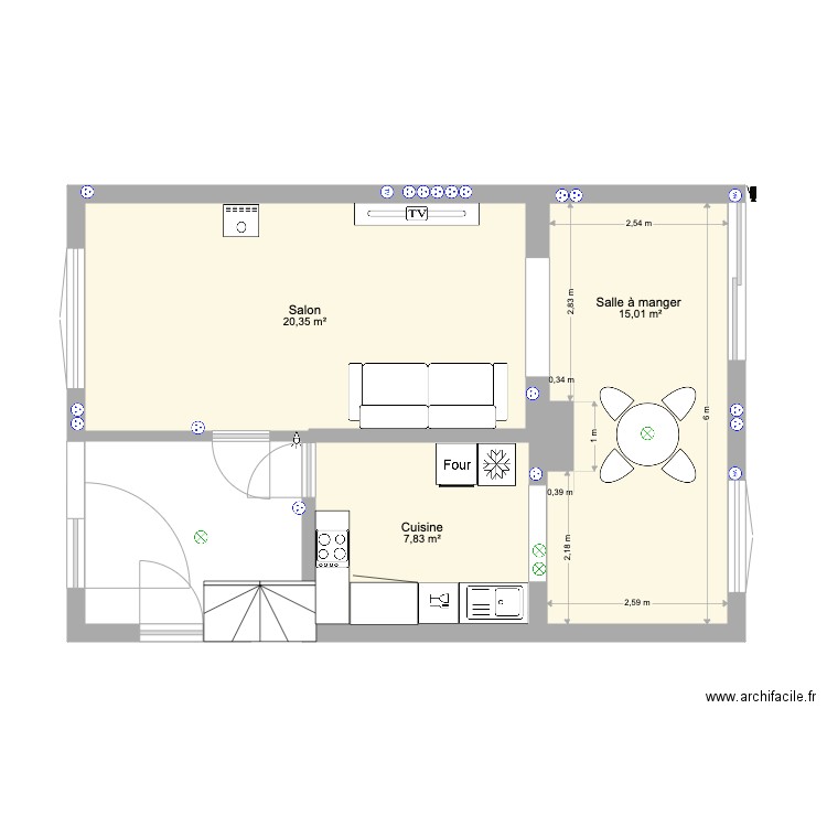 Maison Marie . Plan de 3 pièces et 43 m2