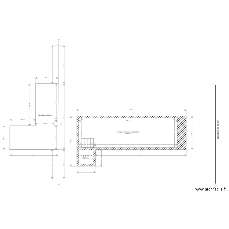 piscine + terrasse. Plan de 0 pièce et 0 m2