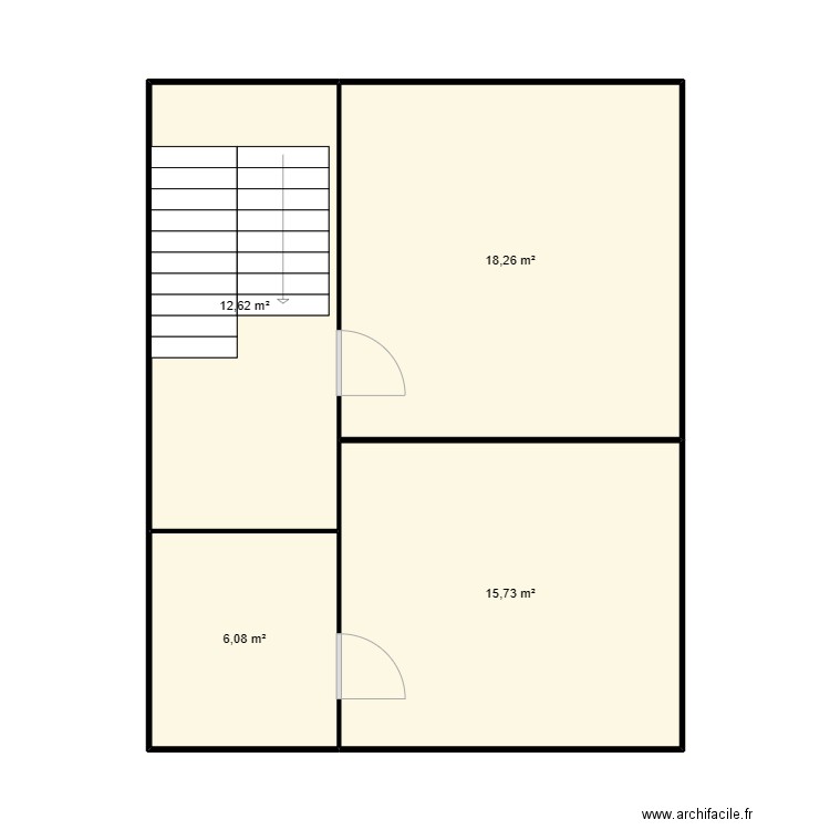 Delleuze étage 2. Plan de 4 pièces et 53 m2