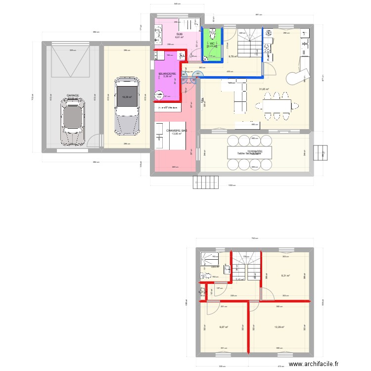 maison jc odile bas. Plan de 15 pièces et 170 m2