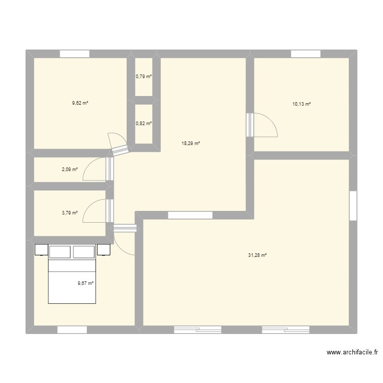 T4 1 . Plan de 9 pièces et 86 m2