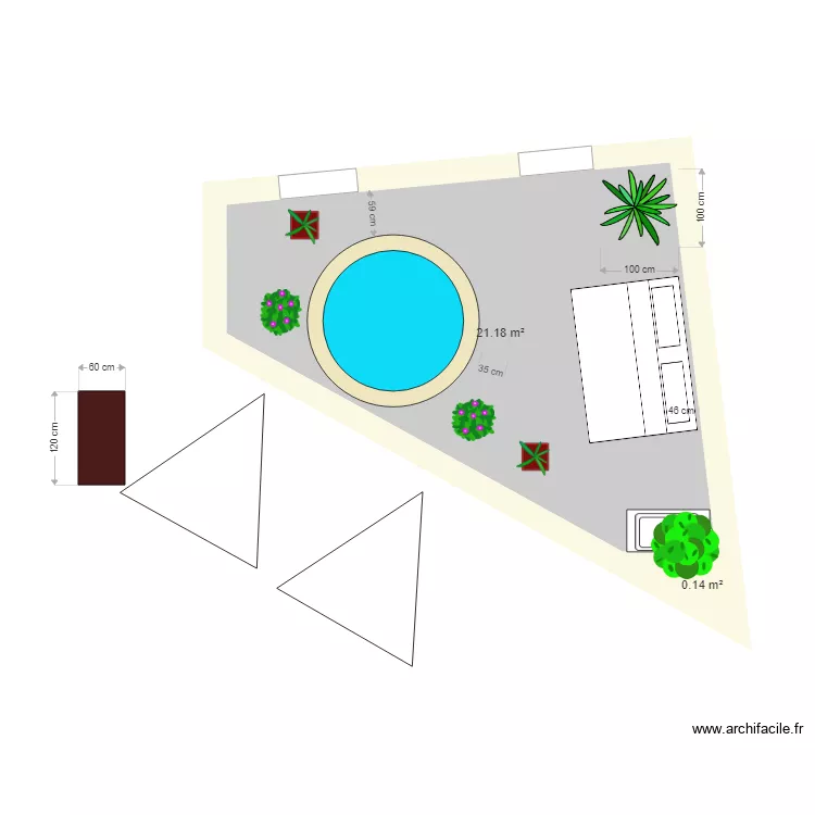 terrasse bas avec baldaquin et voile et jacuzzi5. Plan de 