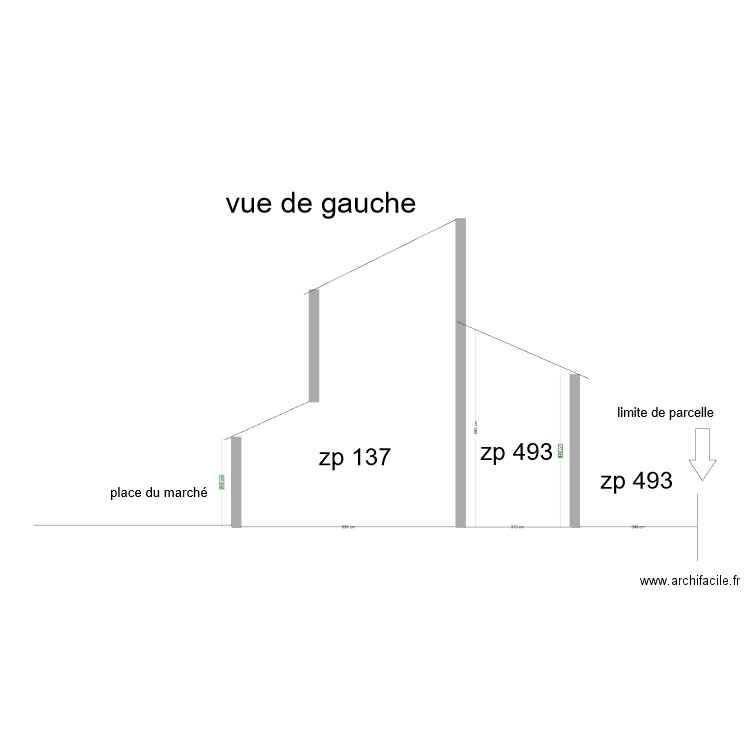 vue de gauche extension . Plan de 0 pièce et 0 m2