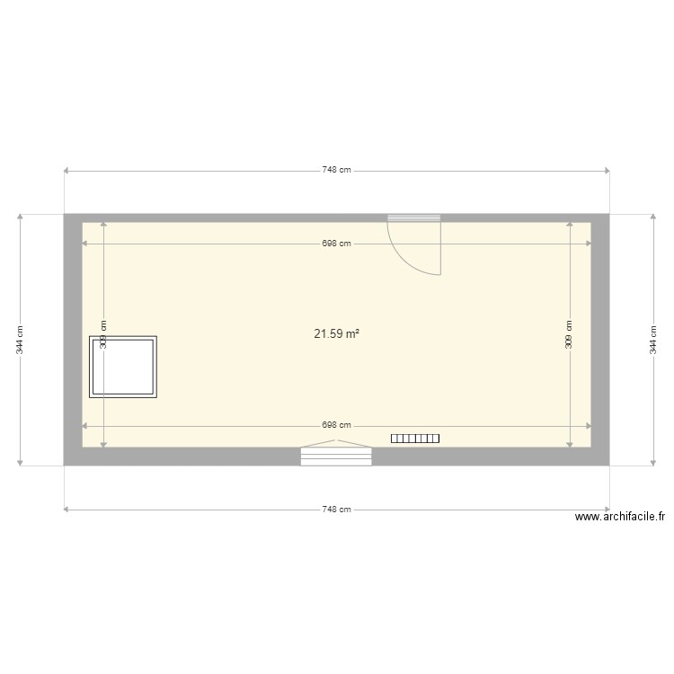 Plan chambre Lilia. Plan de 1 pièce et 22 m2