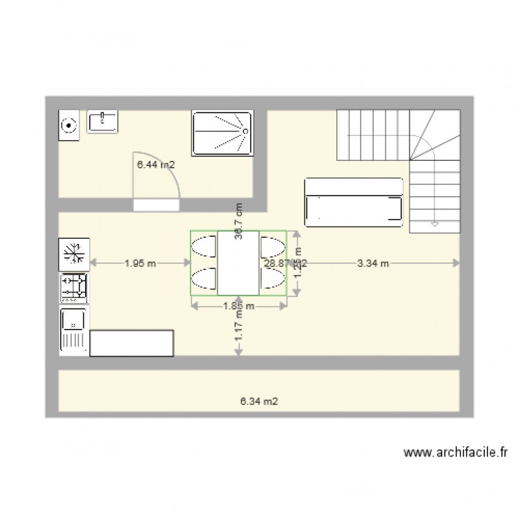 chalet 70m2 balcon terrasse. Plan de 0 pièce et 0 m2