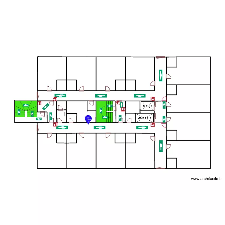 1er etage bouteille 58. Plan de 