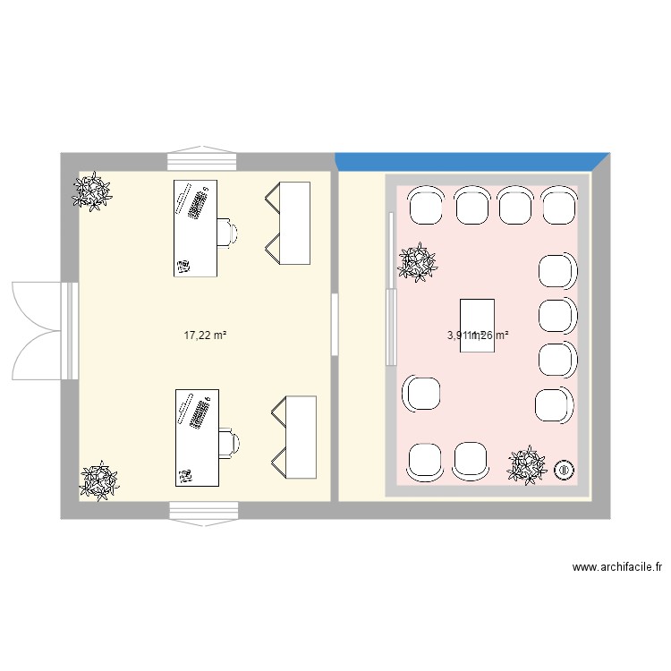 TICP. Plan de 3 pièces et 46 m2