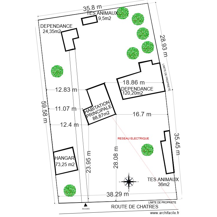 Plan de masse Existant. Plan de 0 pièce et 0 m2