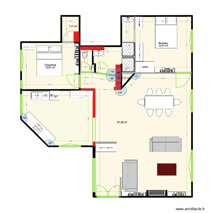 Plan Projet 1 Nath & Jac. Plan de 5  et 93 m²