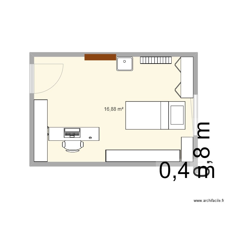 BUREAU. Plan de 1 pièce et 17 m2