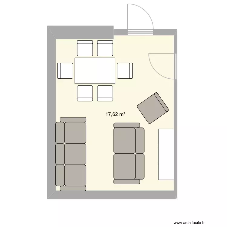 Salon chambre. Plan de 1 Pièce et 18 m² Salon chambre. Plan de 1 Pièce et 18 m²