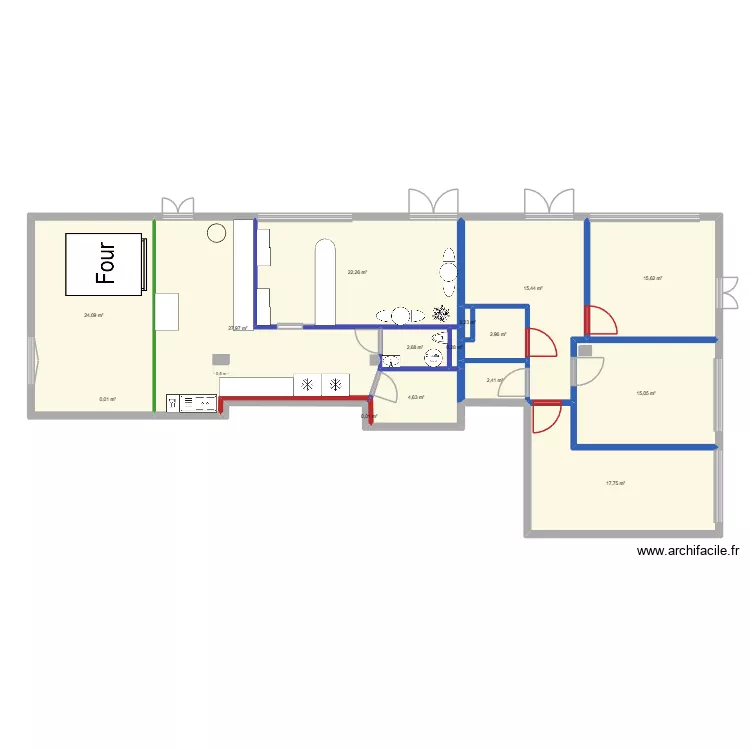 centre medical. Plan de 15  et 151 m²