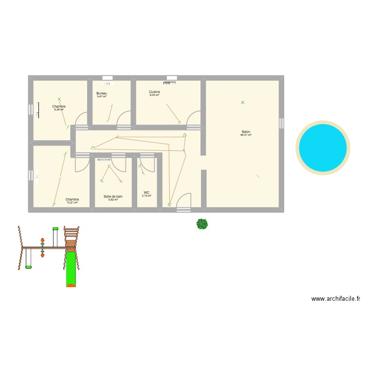 JLNX. Plan de 7 pièces et 88 m2