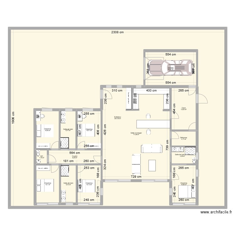Booa. Plan de 15 pièces et 627 m2