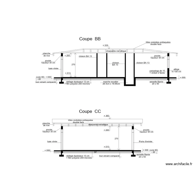 Coupe BB CC. Plan de Coupe BB CC. Plan de