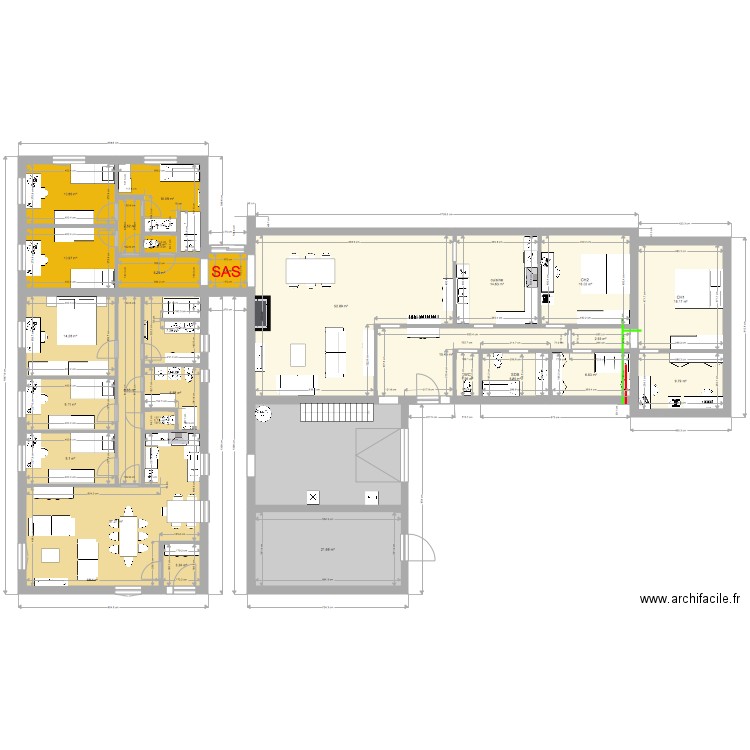 trois bis. Plan de 0 pièce et 0 m2